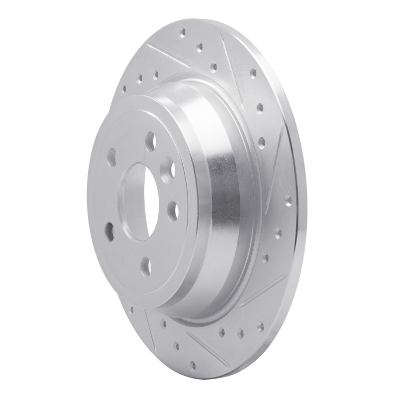Land Rover LR2 Brake Rotor (1) - Rear Right - R1 Concepts - Drilled & Slotted - Silver - `13-`15